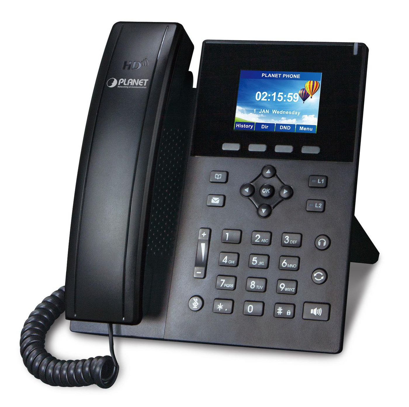 PLANET High Definition Color POE – IP-Telefon, 6 SIP-Konten, 2,8", PoE, Schwarz