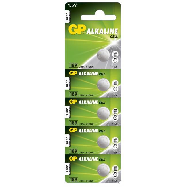 GP Batteries Knopfzellen LR54, Alkaline, 1,5 V – 5 Stk.