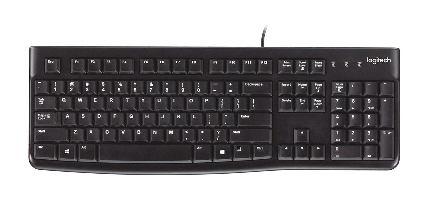 Logitech K120 – Tastatur, kabelgebunden (USB-A), UK-Layout (EN), Schwarz