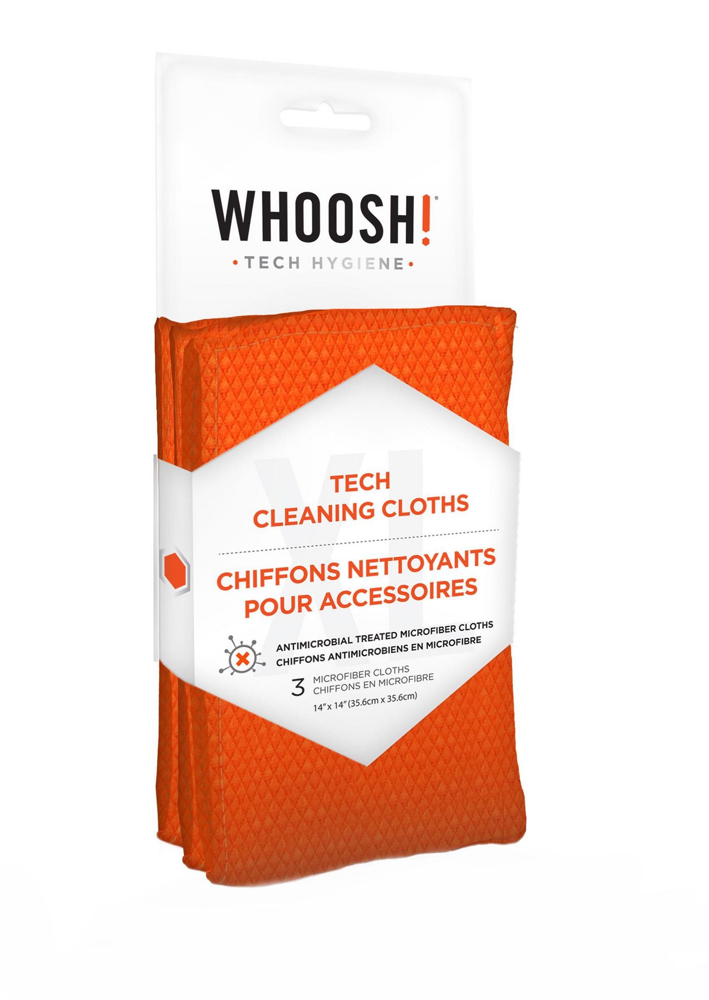 WHOOSH! WHOOSH – Geräte-Reinigungstücher, 35,6 cm × 35,6 cm, 3er-Pack, antimikrobiell behandelt, für Handy/Smartphone
