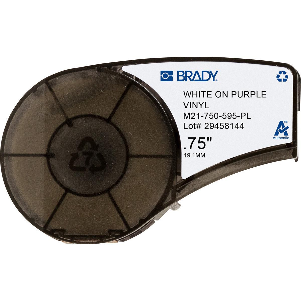 Brady M21-750-595-PL Vinyl-Industrieband – Violett auf Weiss – 19 mm × 6,4 m, glänzend – für Brady BMP21