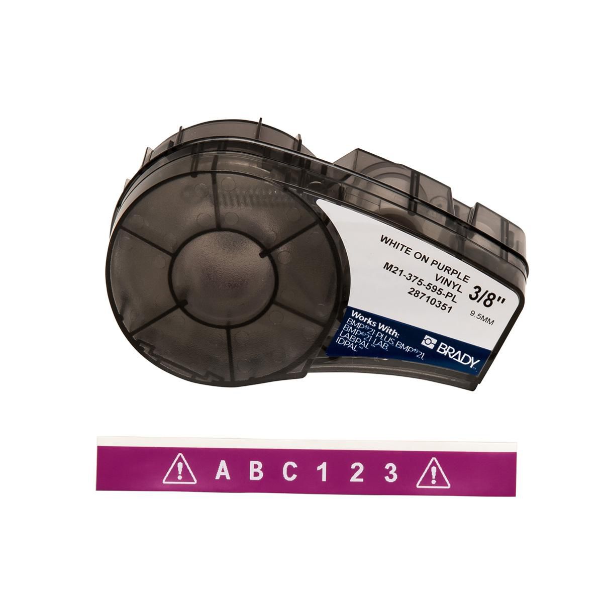 Brady M21-375-595-PL Vinyl-Industrieband – weiss auf violett – Vinyl, glänzend – für Brady BMP21/M210/M211