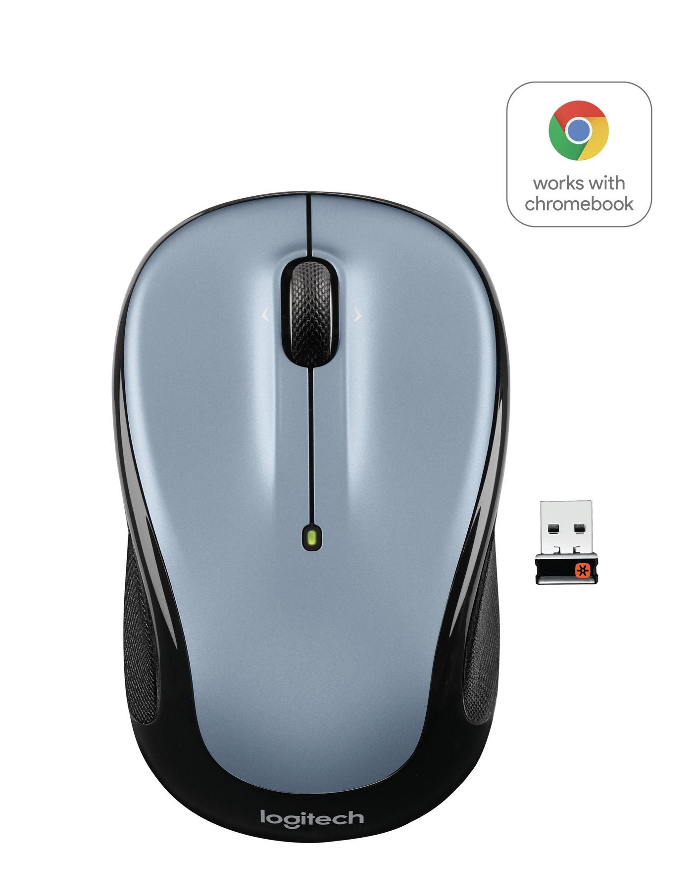 Logitech M325 Maus – kabellos, 2,4 GHz (USB-A), 1000 dpi, 5 Tasten, beidhändig, Silber