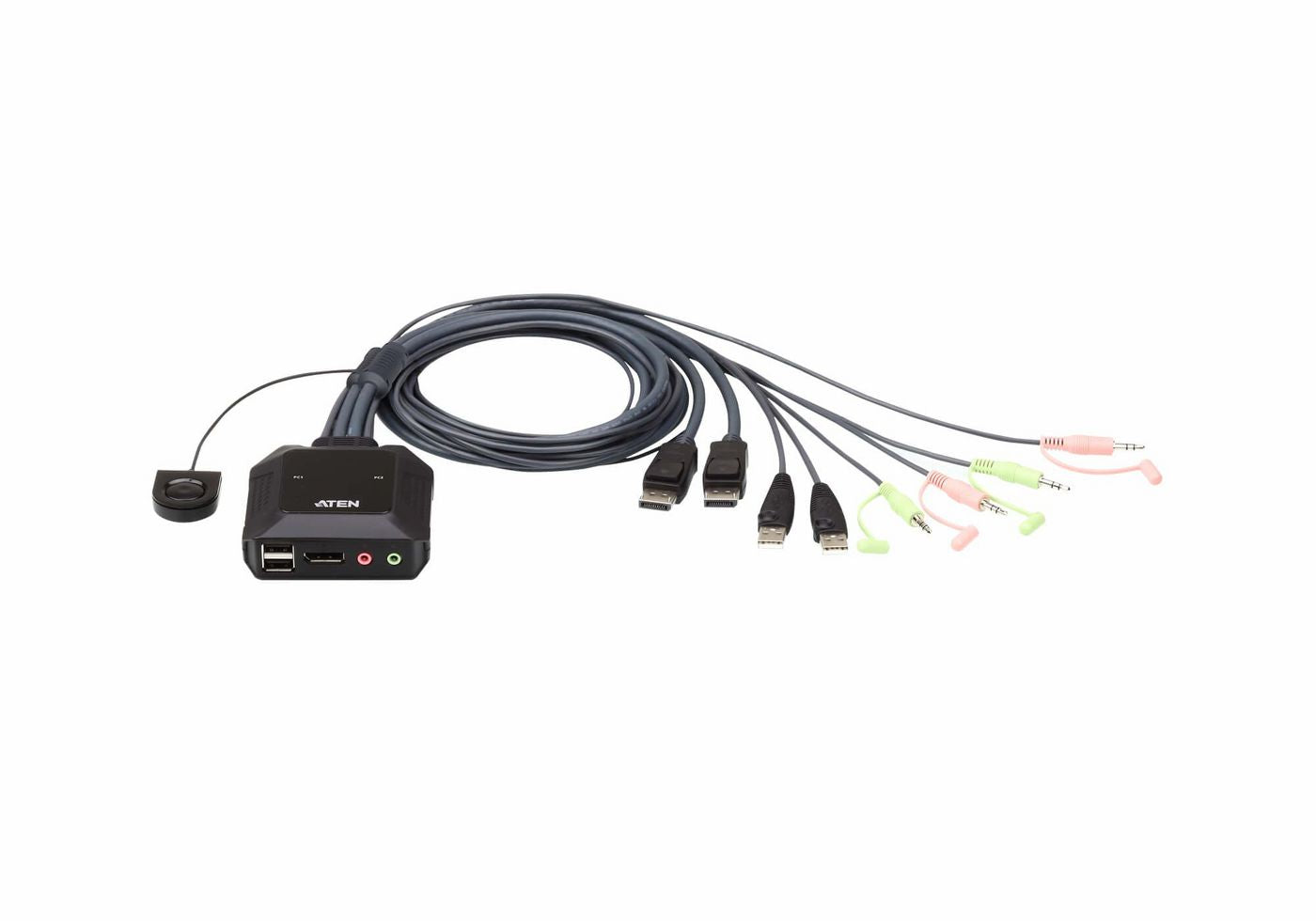 ATEN CS22DP Geräte-Dock – DisplayPort, 2× USB-A, 3,5 mm Audio, für Windows/Mac/Linux