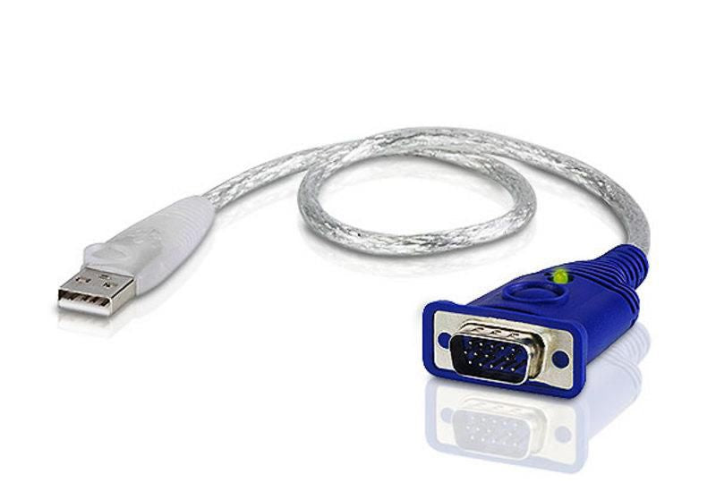 ATEN USB-A (Stecker) zu VGA (Stecker) Adapter – 1920×1200@60 Hz, EDID, 35 cm, blau, silber, 2A-130G