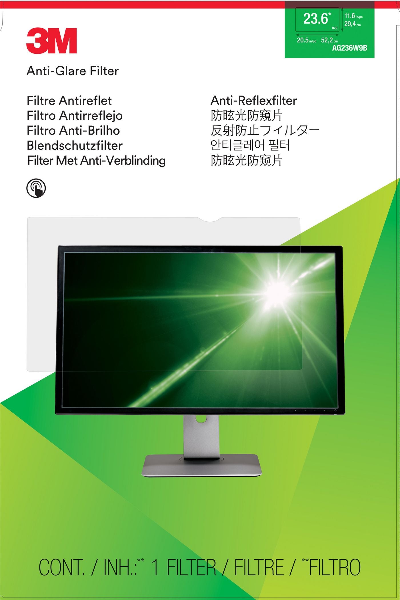 3M Displayschutz für 23,6" Widescreen-Monitore (59,9 cm, 16:9)
