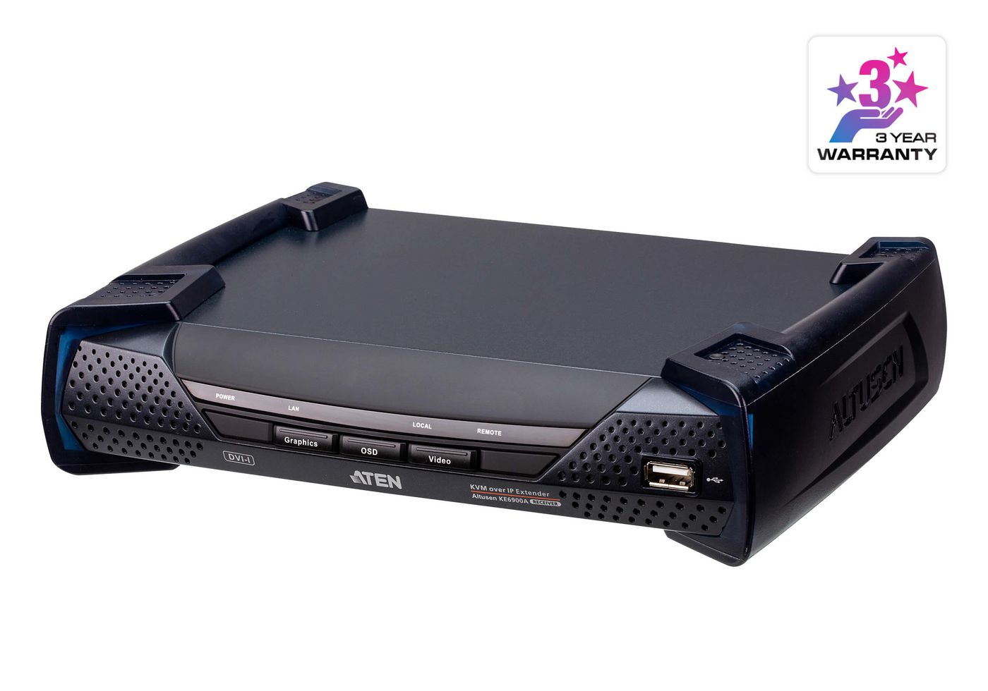 ATEN KVM-Extender-Empfänger (DVI-I) – KVM-over-IP, 1920 × 1200, USB, Audio, bis 10000 m