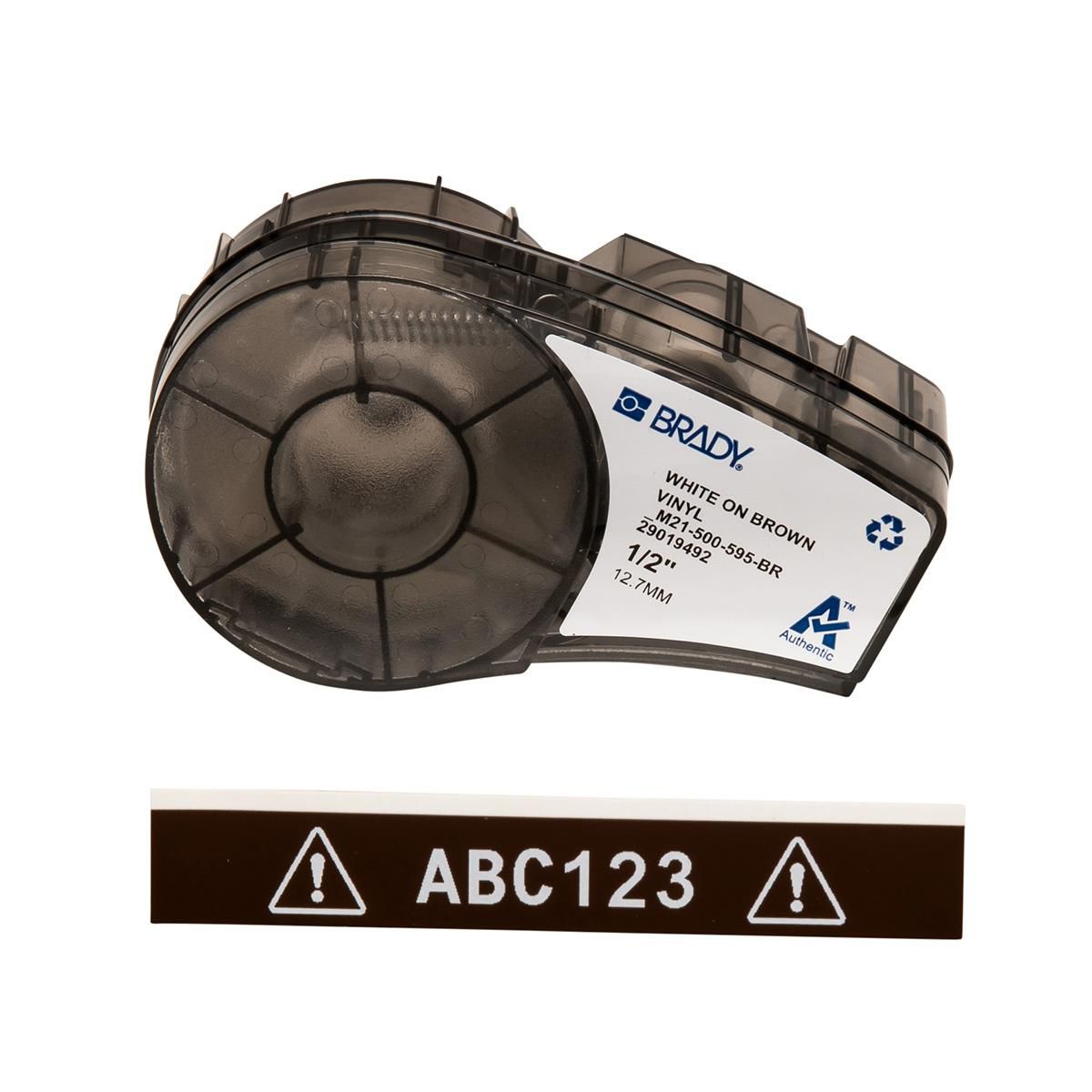 Brady M21-500-595-BR Vinyl-Industrieband – Braun – 12,7 mm, glänzend – für Brady BMP21