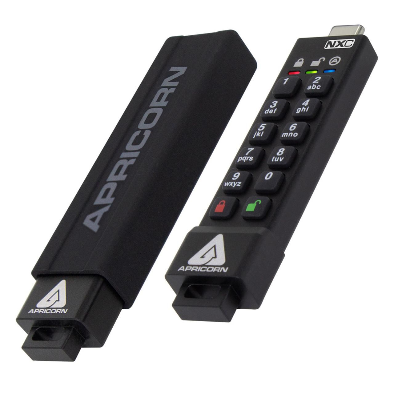 Apricorn Aegis Secure Key 3NXC – 4 GB, USB-A 3.2 Gen 1, hardwareverschlüsselt, PIN-geschützt, IP68
