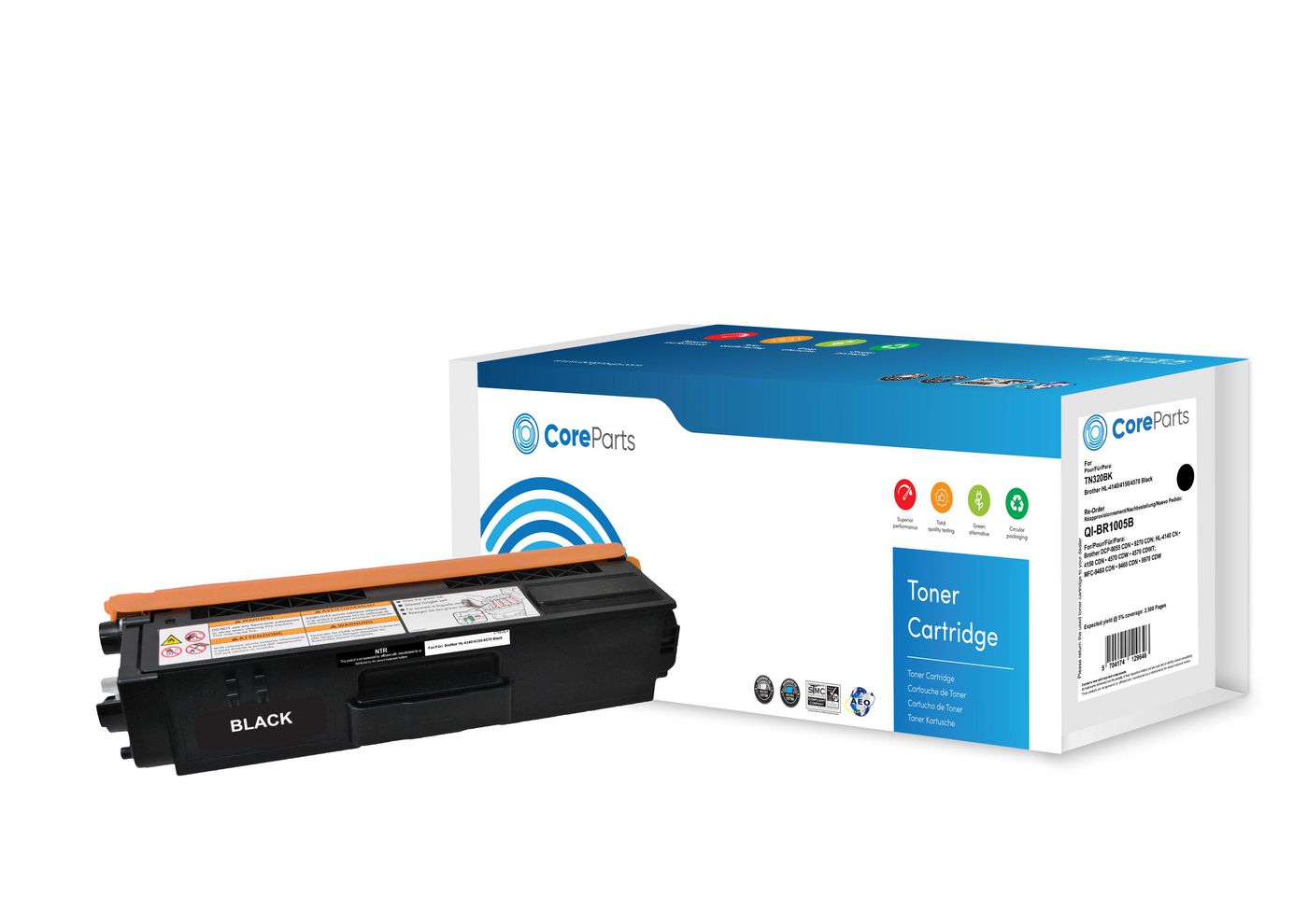 CoreParts TN320BK Schwarz Toner – Kompatibel – 2'500 Seiten – für Brother