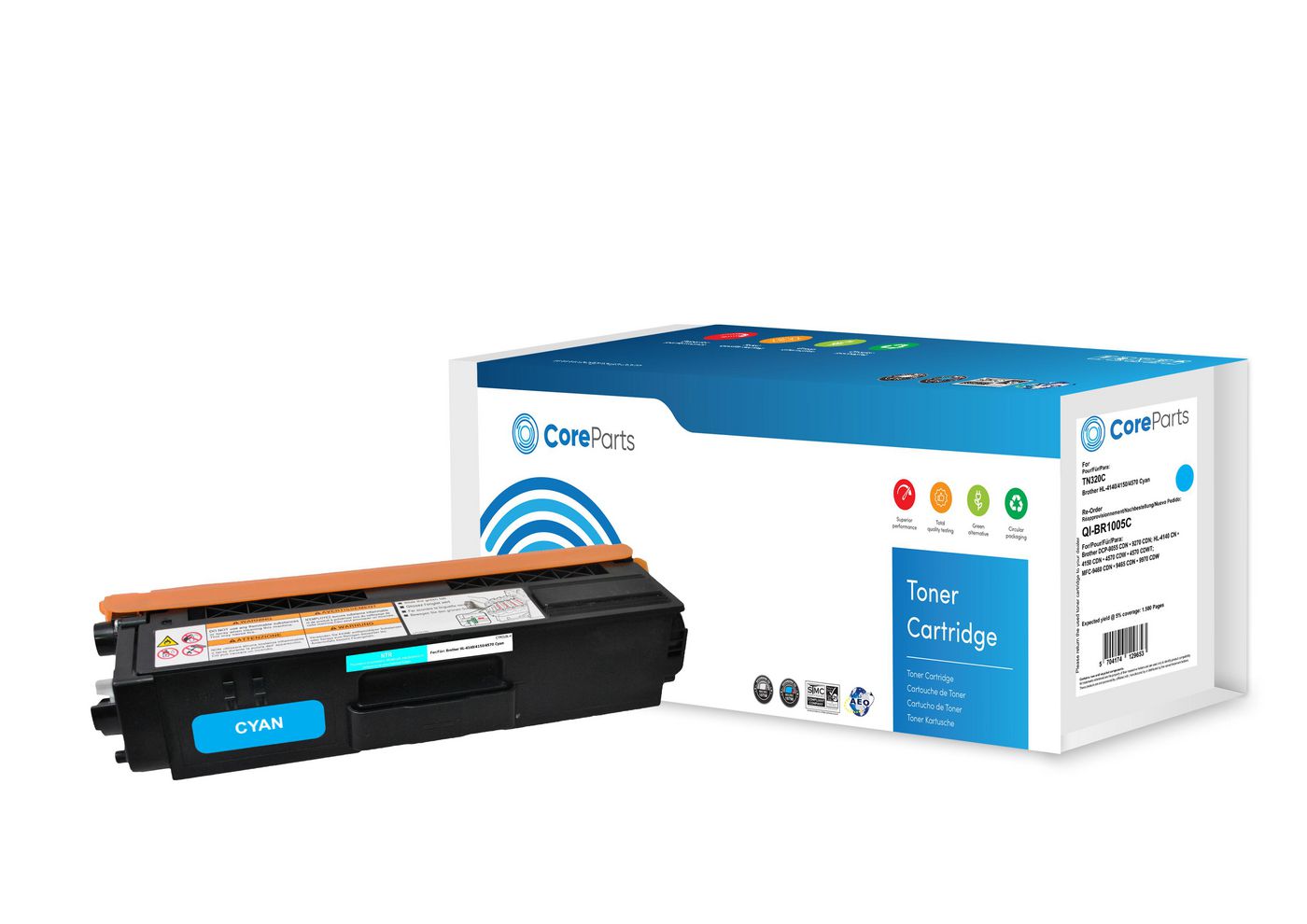 CoreParts TN320C Cyan Toner – Kompatibel – 1'500 Seiten – für Brother DCP-9055 CDN/DCP-9270 CDN/HL-4140 CN