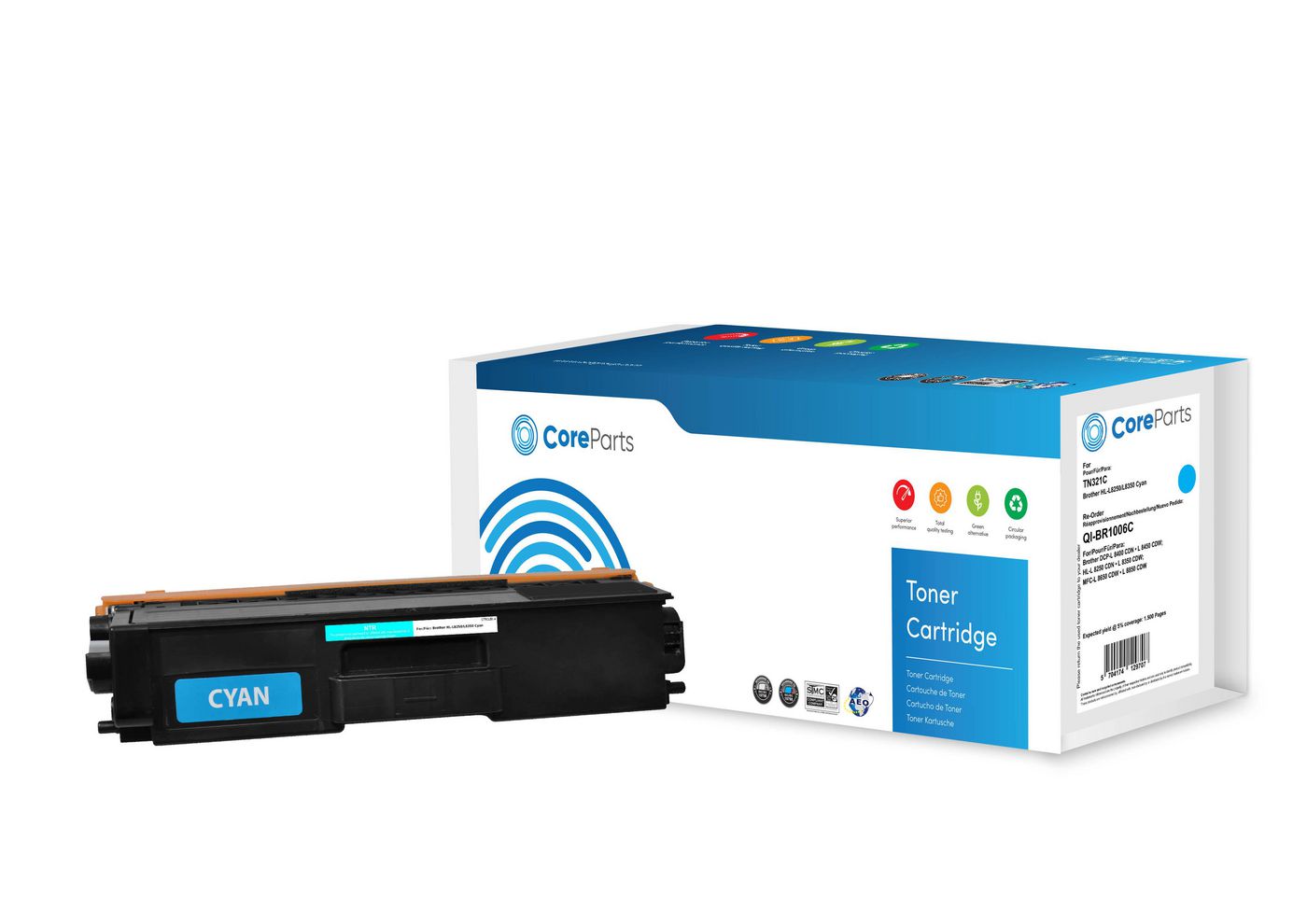 CoreParts TN321C Cyan Toner – Kompatibel – 1'500 Seiten – für Brother DCP-L8400/DCP-L8450/HL-L8250 und andere