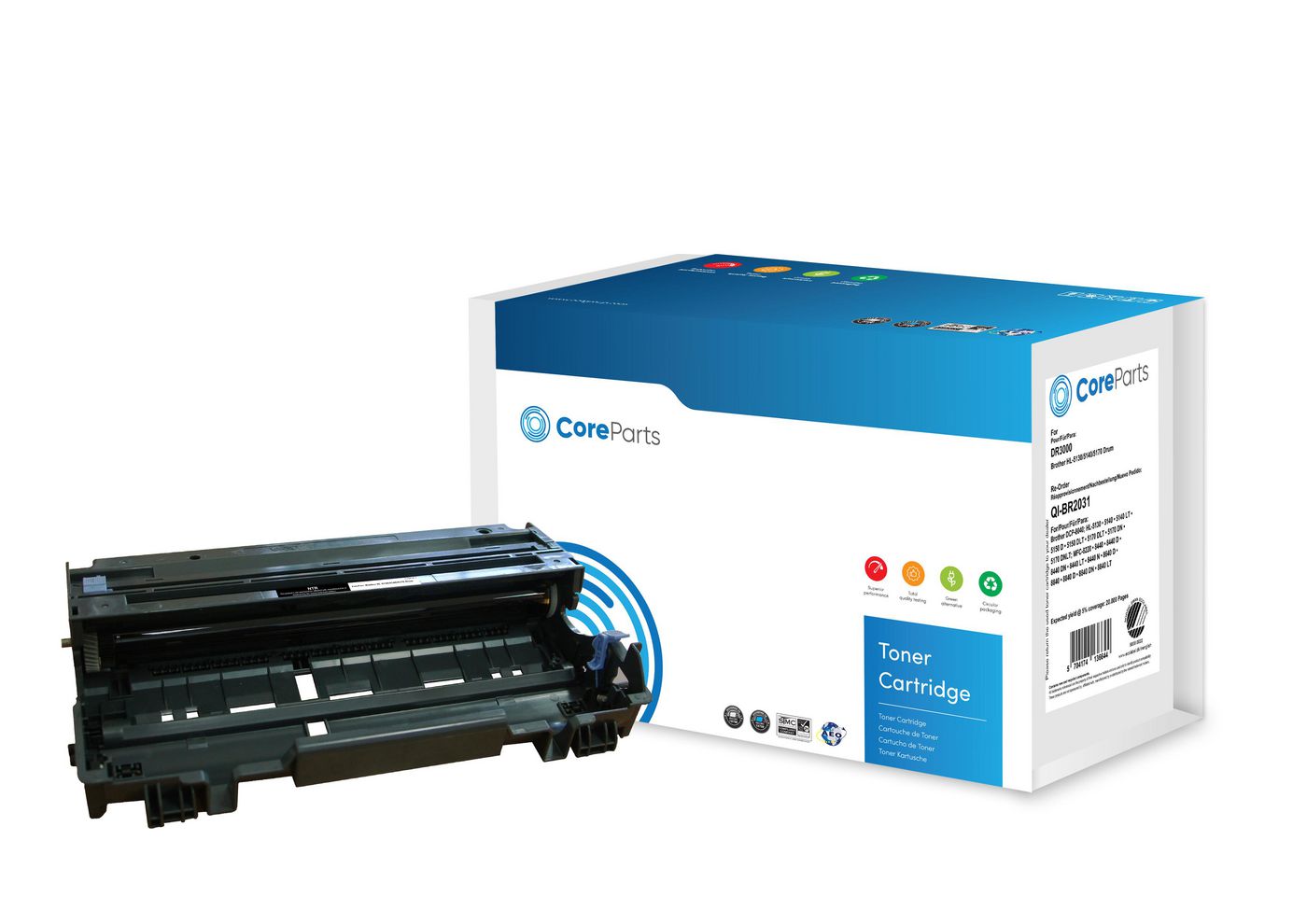CoreParts Kompatible Bildtrommel Schwarz DR3000 für Brother HL-5130/HL-5140/HL-5170 – 20'000 Seiten