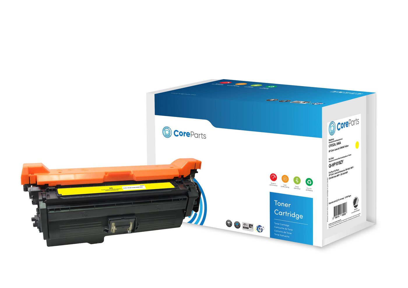 CoreParts CF032A Gelber Toner – Kompatibel XL – 12'500 Seiten – für HP Color LaserJet CM4540 (646A)