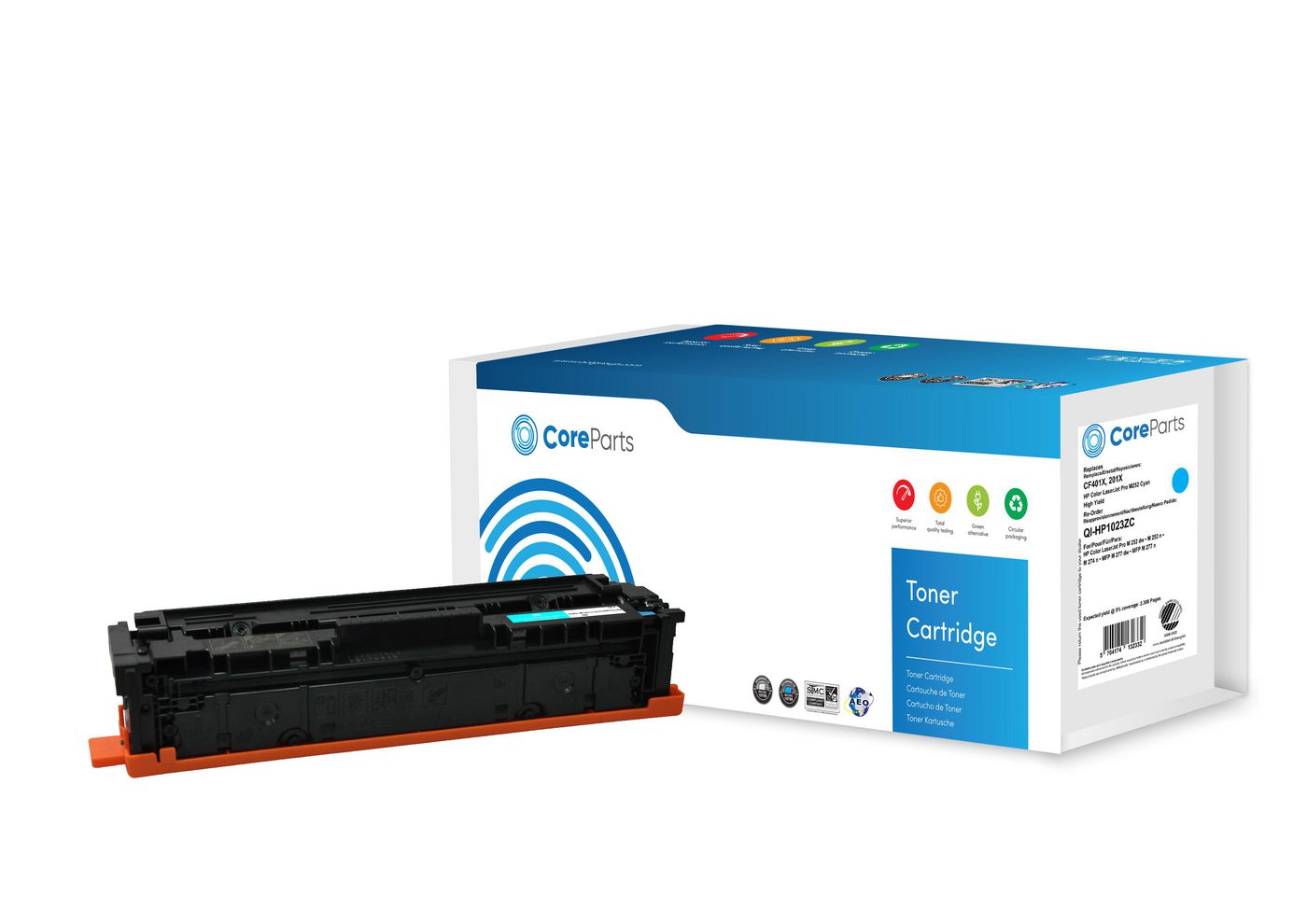 CoreParts 201X (CF401X) Cyan Toner – Kompatibel XL – 2'300 Seiten – für HP Color LaserJet Pro M252dw/M252n/M27