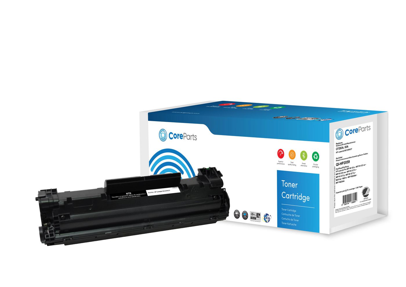 CoreParts 83A (CF283A) Schwarz Toner – Kompatibel – 1'500 Seiten – für HP LaserJet M125/M127