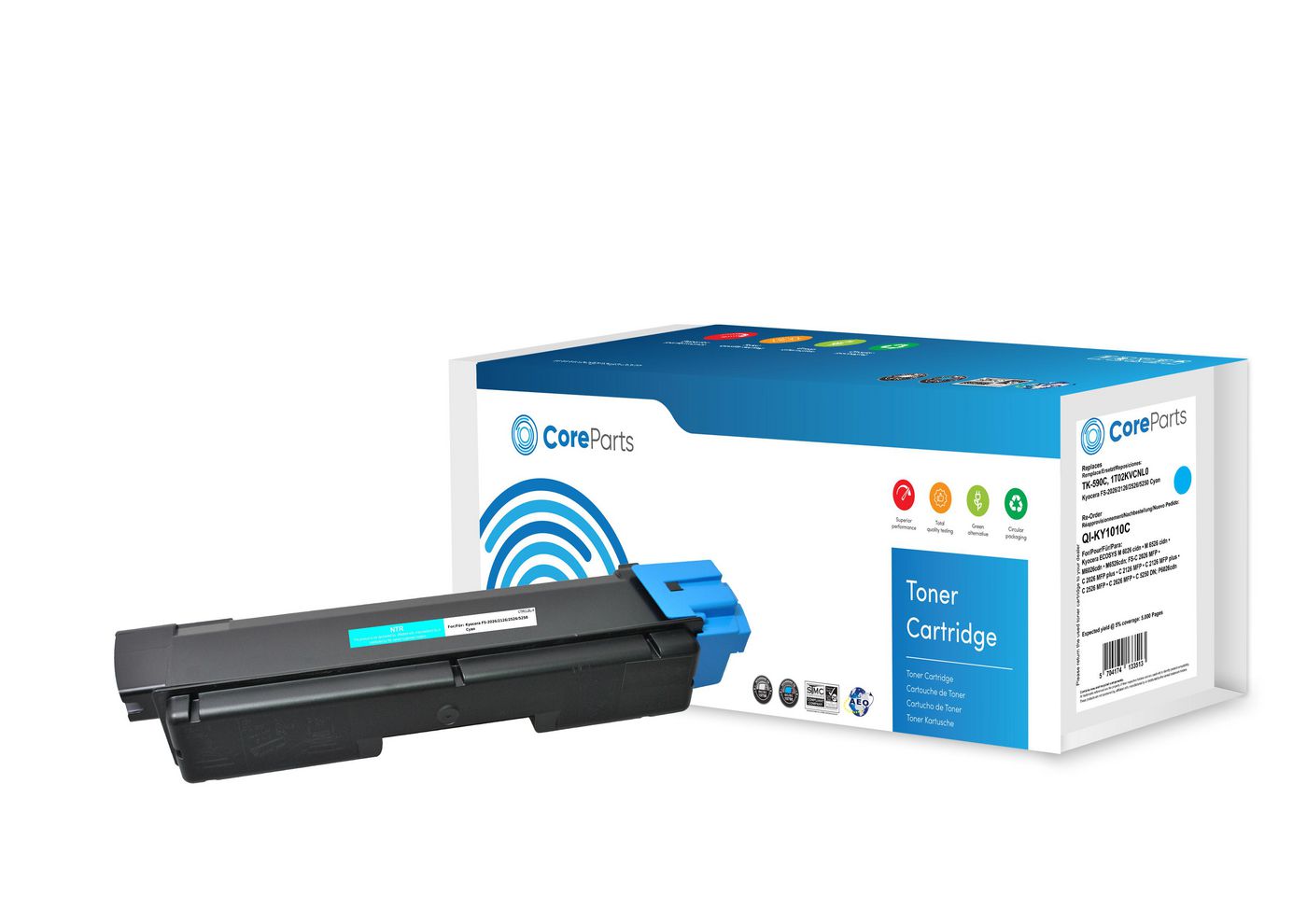 CoreParts TK-590C Cyan Toner – Kompatibel – 5'000 Seiten – für Kyocera ECOSYS M6026cdn/FS-C 2126 MFP plus/M652