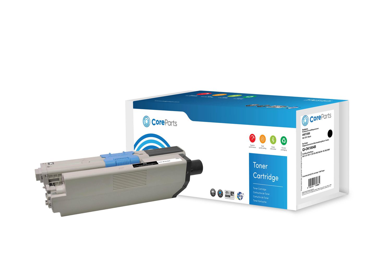CoreParts 44973508 Schwarz Toner – Kompatibel – 7'000 Seiten – für OKI C511/C531/MC562