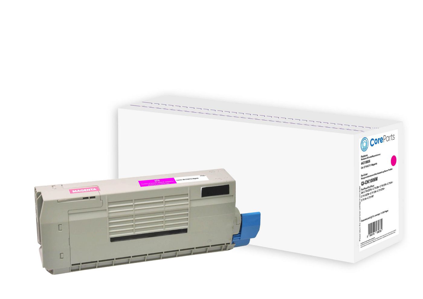 CoreParts Toner 44318606 – Magenta, 11500 Seiten – für Oki C710/C711 Serie