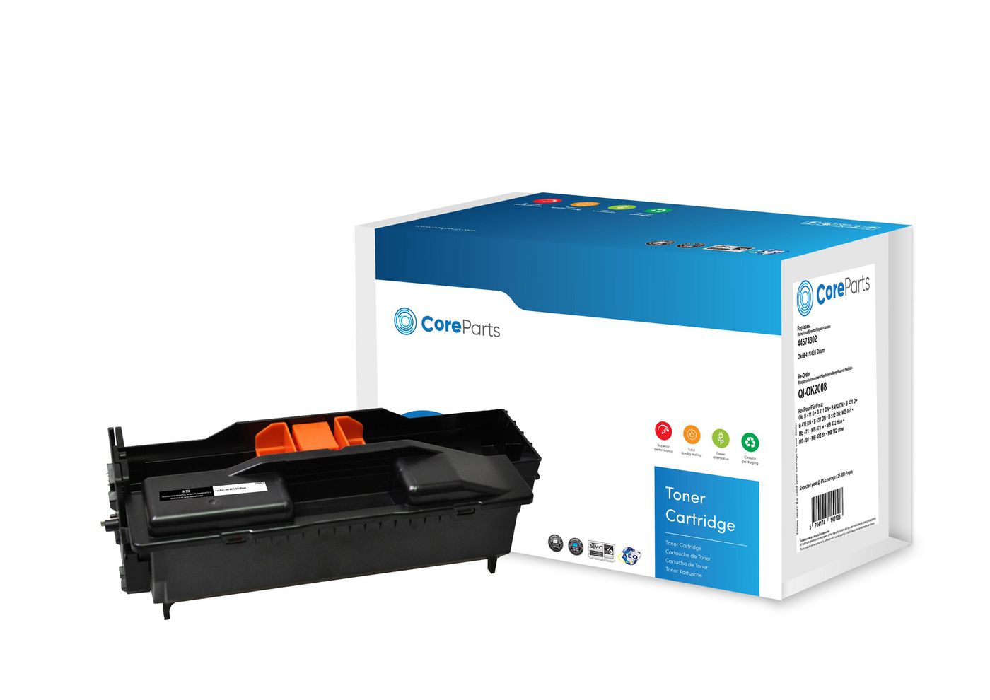 CoreParts Kompatible Bildtrommel – bis zu 25'000 Seiten – für OKI B411/B431/MB492 usw. – ersetzt 44574302