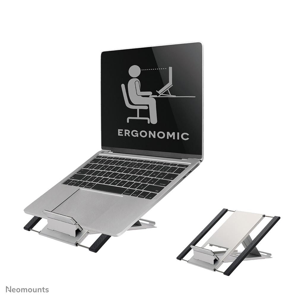 Neomounts Laptop-Ständer – bis 22"/5 kg, höhenverstellbar, neigbar – Silber