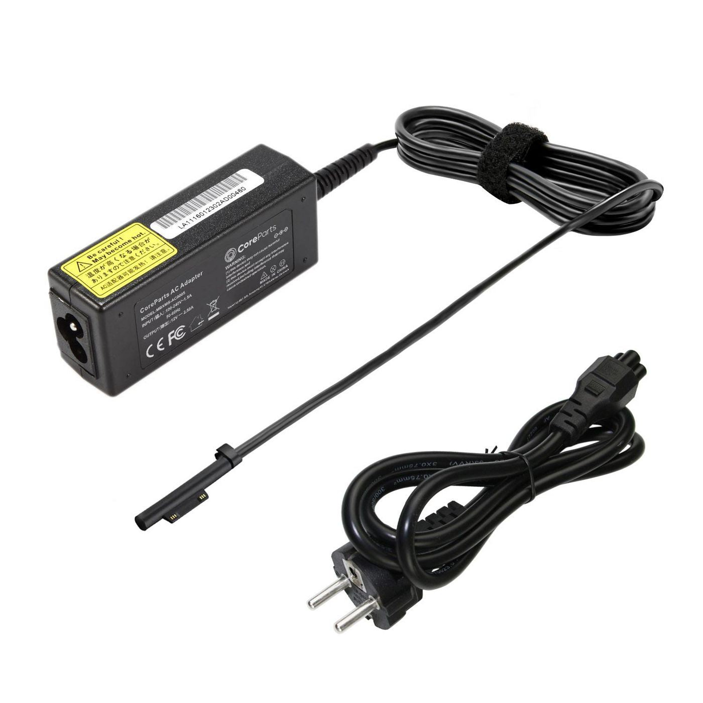 CoreParts Q5N-00003 Netzteil 31 W – 12 V, 2,58 A – für Surface Pro 3/4/5, inkl. EU-Kabel – schwarz