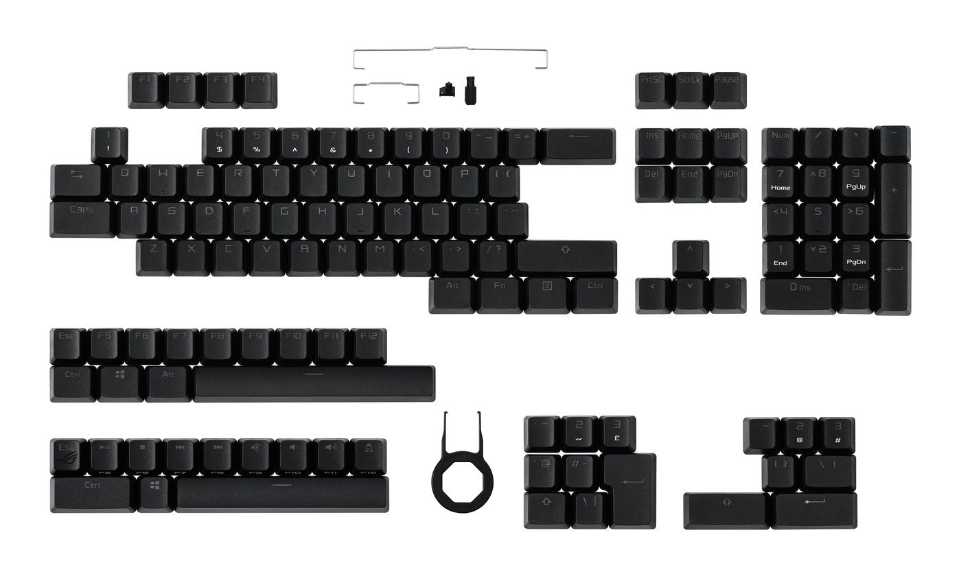 ASUS ROG AC03 – Tastaturkappen-Set, PBT, Schwarz, Cherry-MX kompatibel, für gängige Layouts
