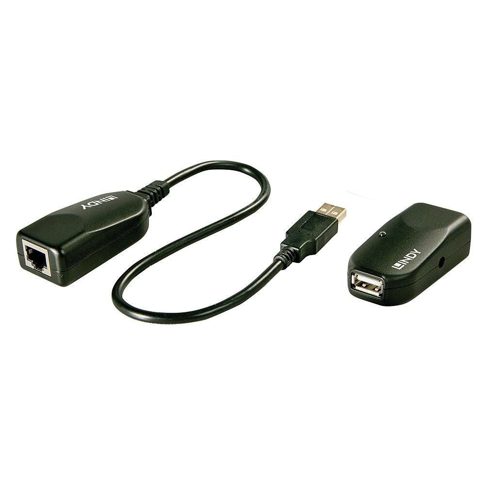 Lindy 42693 USB 2.0 Extender (Sender + Empfänger) – 50 m, USB 2.0 (480 Mbit/s), Externes Netzteil