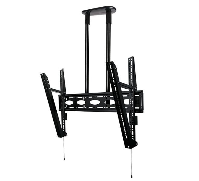 B-Tech Deckenhalterung – Neigbar – 65–100″ – VESA 1000×600 – bis 80 kg, Teleskopmast – Schwarz/Chrom
