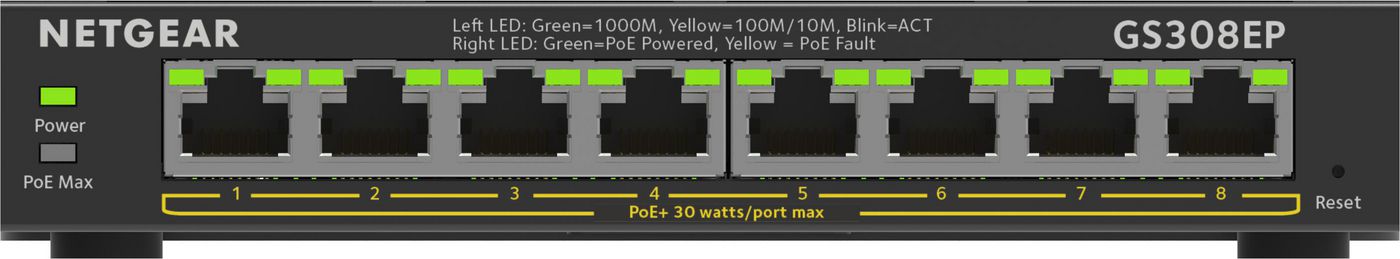 NETGEAR GS308EP – Managed Switch – 8×GbE, L2/L3, PoE+