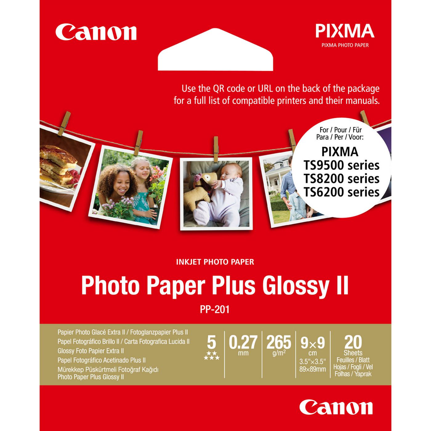 Canon PP-201 Fotopapier – 89 × 89 mm, 20 Blätter