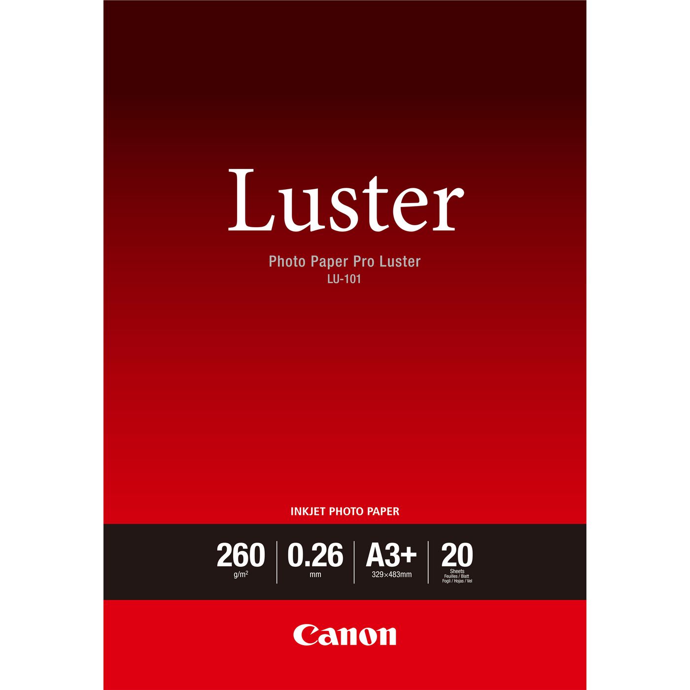 Canon Fotopapier – glänzend, A3+, 260 g/m², 20 Blatt, einseitig – für Inkjetdrucker
