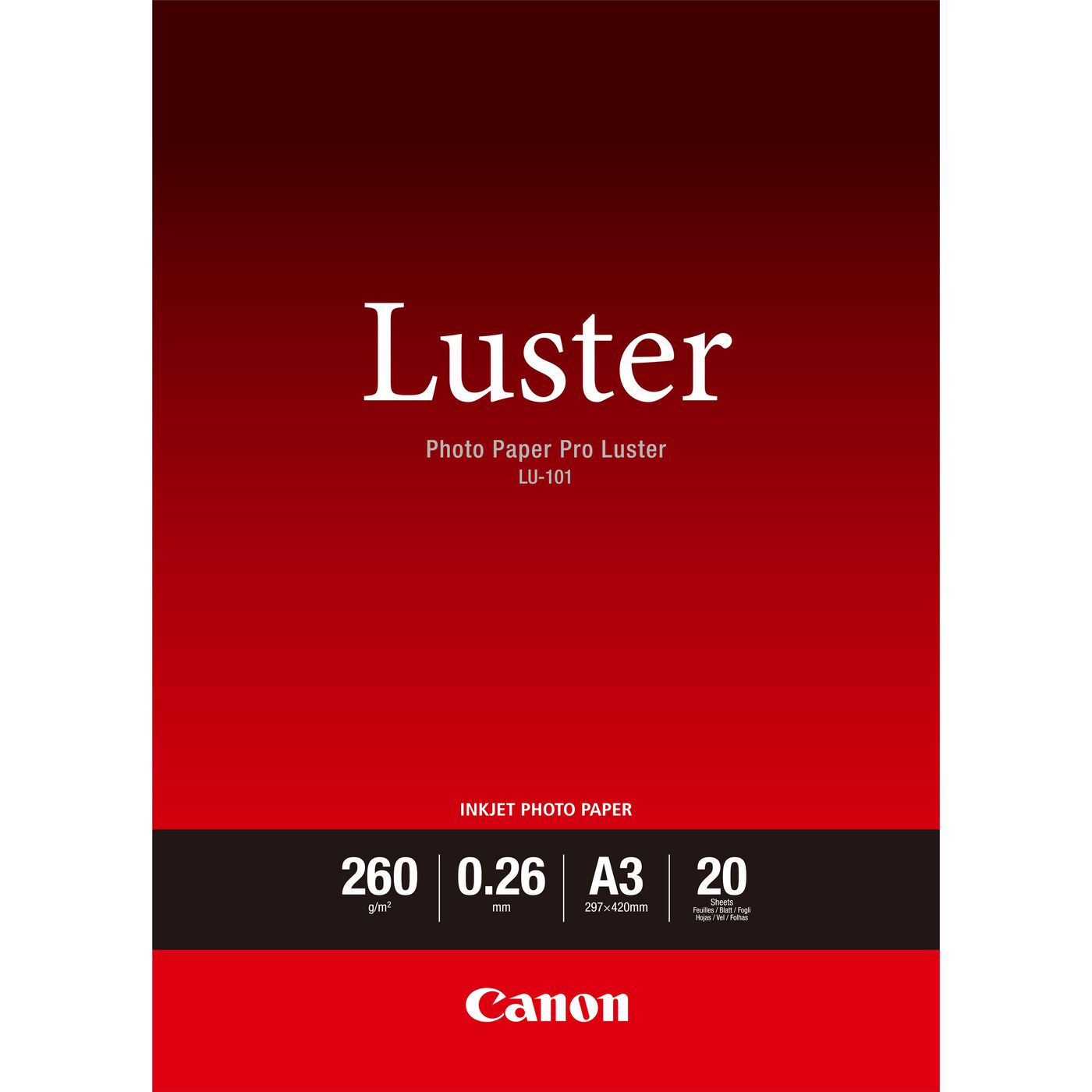 Canon Fotopapier – glänzend, A3, 260 g/m², 20 Blatt – für Inkjet-Drucker