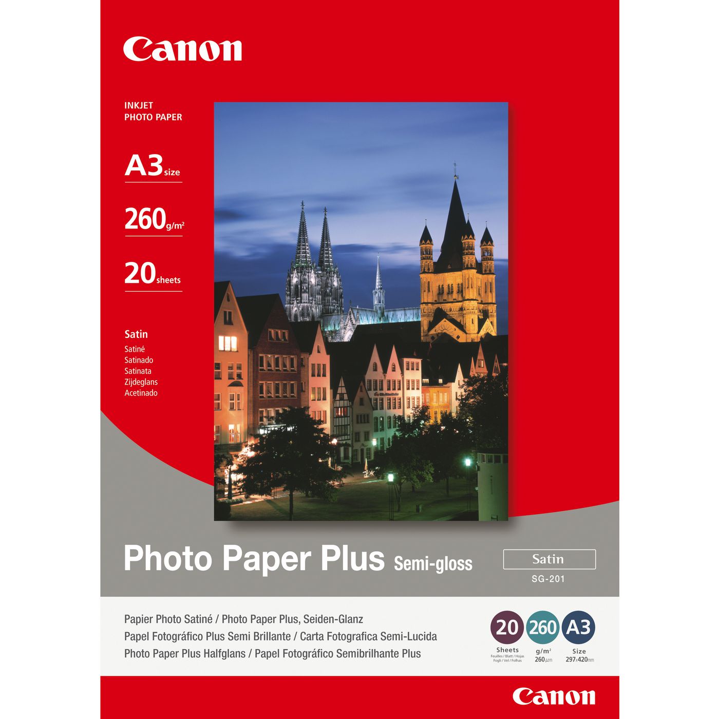 Canon Photo Paper Plus Fotopapier – seidenglänzend, A3, 260 g/m², 20 Blatt