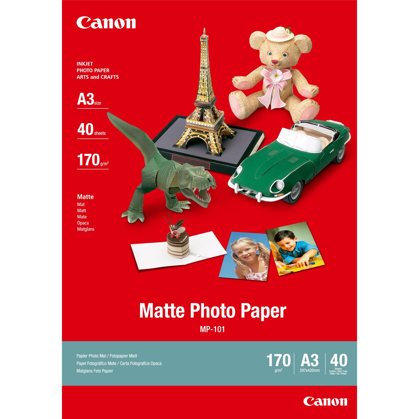 Canon MP-101 Fotopapier – matt, A3, 170 g/m², 40 Blätter – für Canon Serie S und Canon BJC-8200