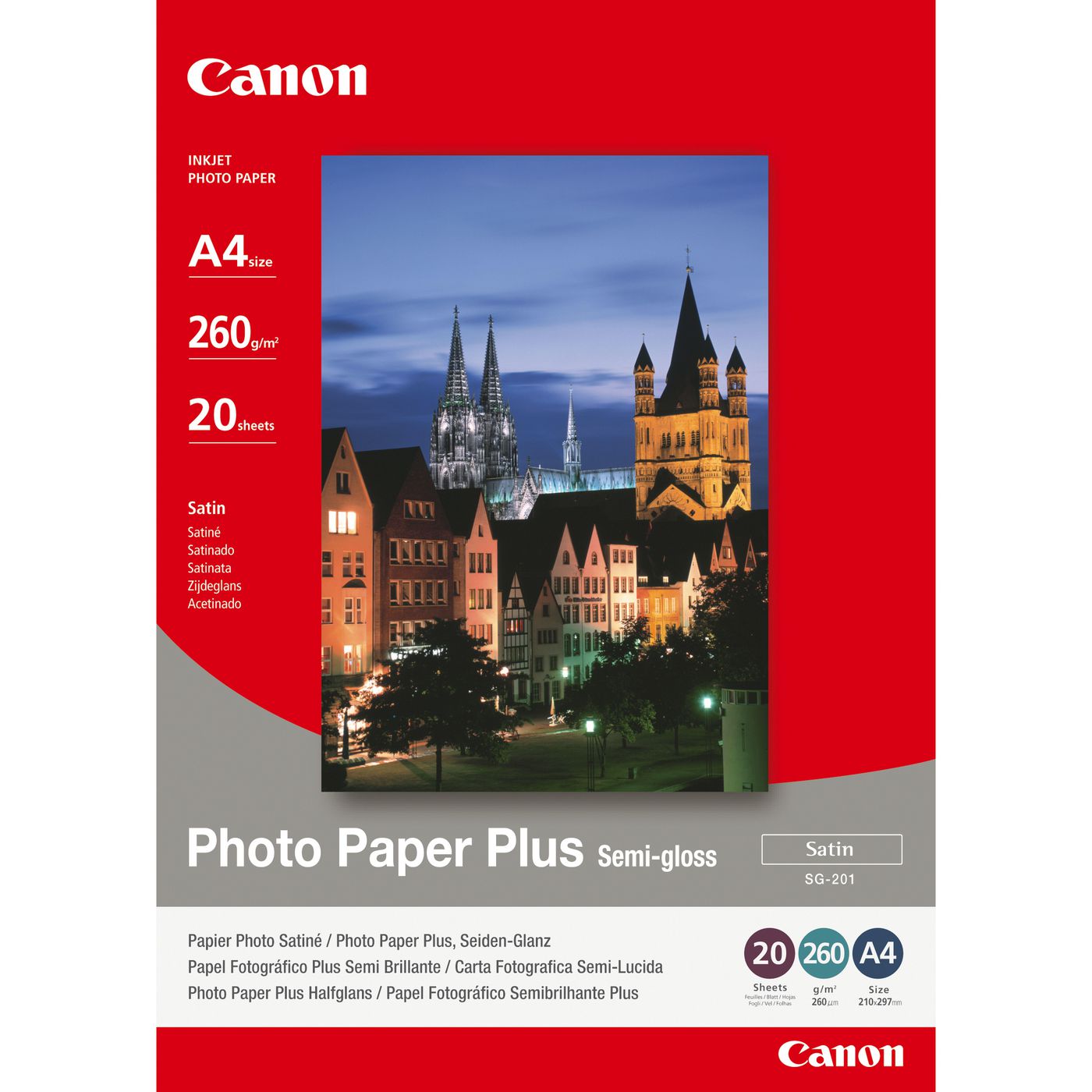 Canon Fotopapier – seidenmatt, A4, 260 g/m², 20 Blatt, einseitig – für Inkjet-Drucker