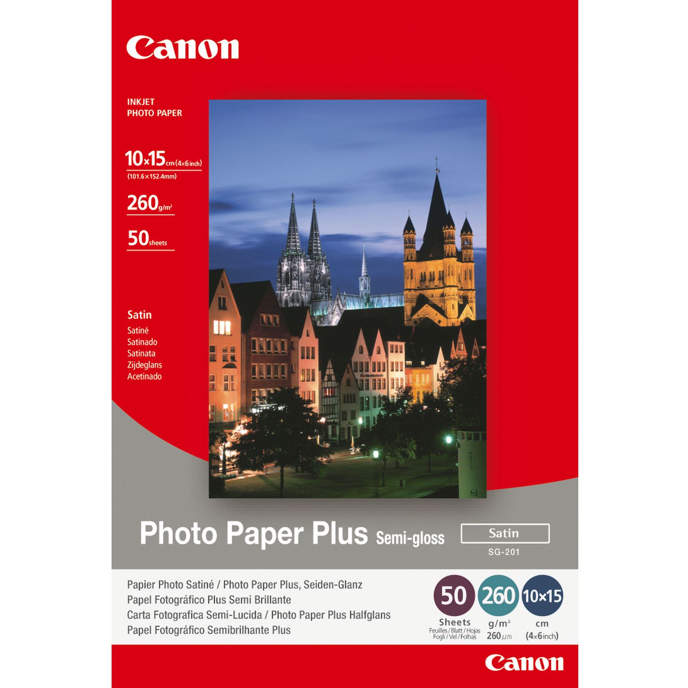 Canon Fotopapier – seidenmatt, 100 × 150 mm, 260 g/m², 50 Blatt – für Inkjet-Drucker
