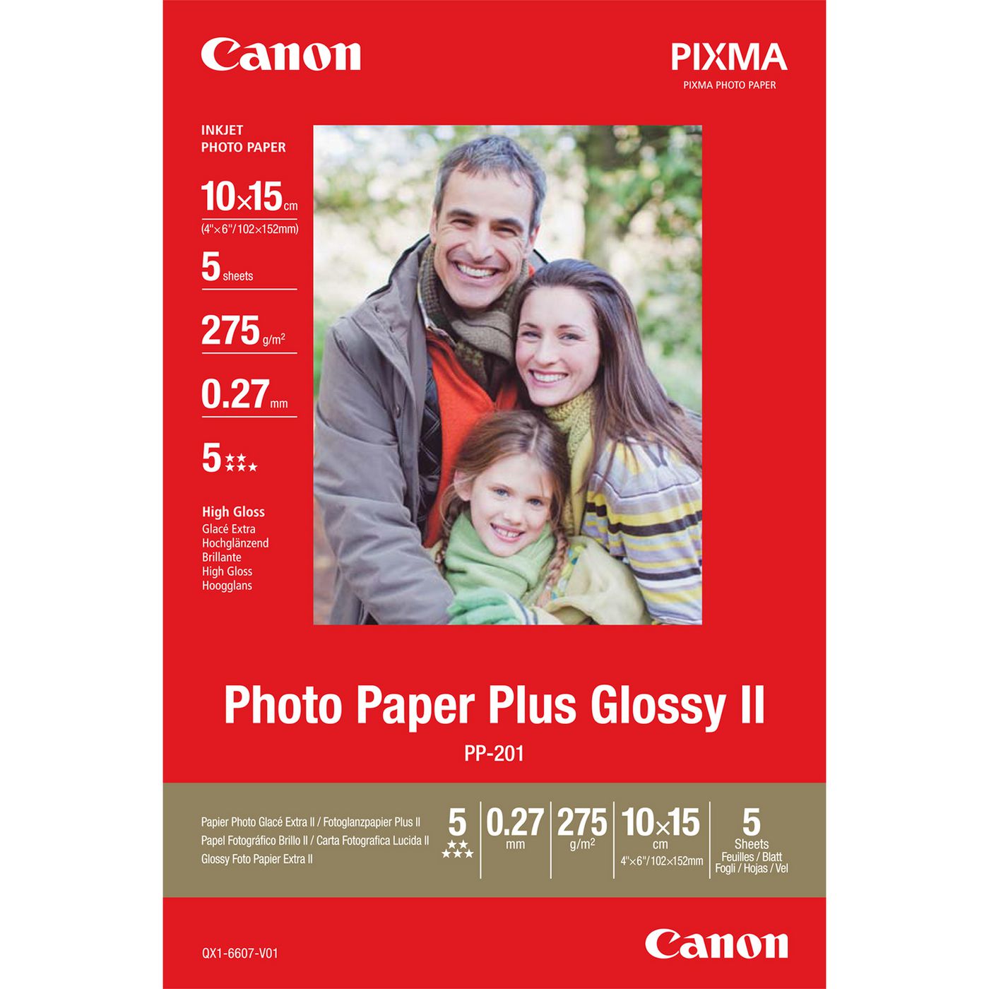 Canon PP-201 Fotopapier – glänzend, 102 × 152 mm, 5 Blätter