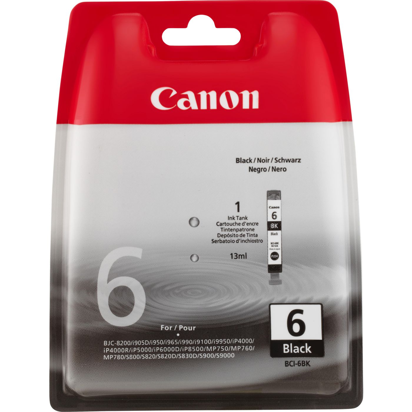 Canon BCI-6BK Schwarz Tintenpatrone (Original) – 2'000 Seiten – für BJC-8200, i860, i900D