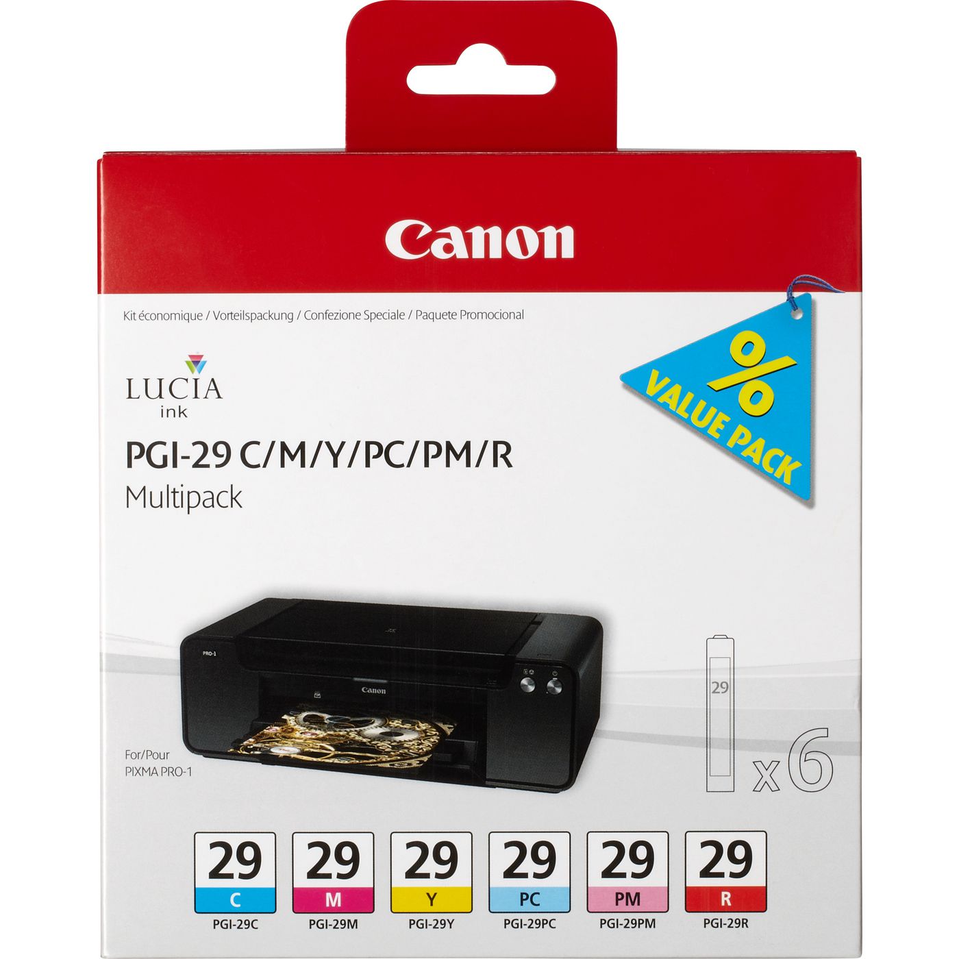 Canon Tintenpatronen-Multipack PGI-29, 6er-Pack, Original – für Pixma Pro 1