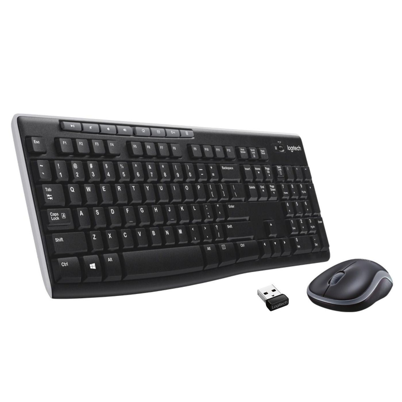 Logitech MK270 – Tastatur- und Maus-Set – 2,4 GHz USB-A (Unifying-Empfänger) – QWERTY (US-INT) – Schwarz/Silber