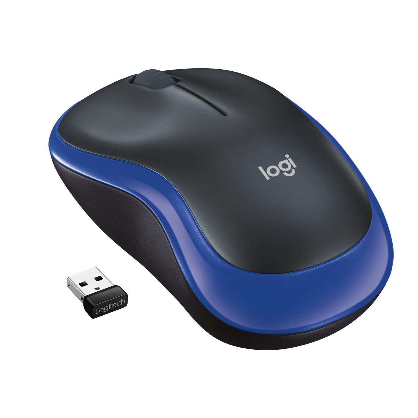 Logitech M185 Mobile Maus – kabellos, schwarz/blau