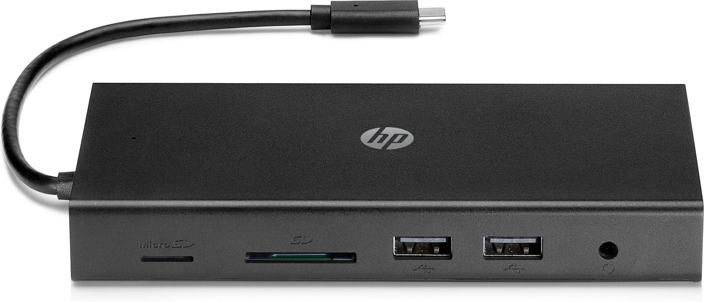HP 1C1Y5AA Multiport-Adapter – USB-C, 1× HDMI, 1× VGA, 4× USB-A, 1× USB-C, GbE, SD/microSD, 3,5 mm Audio