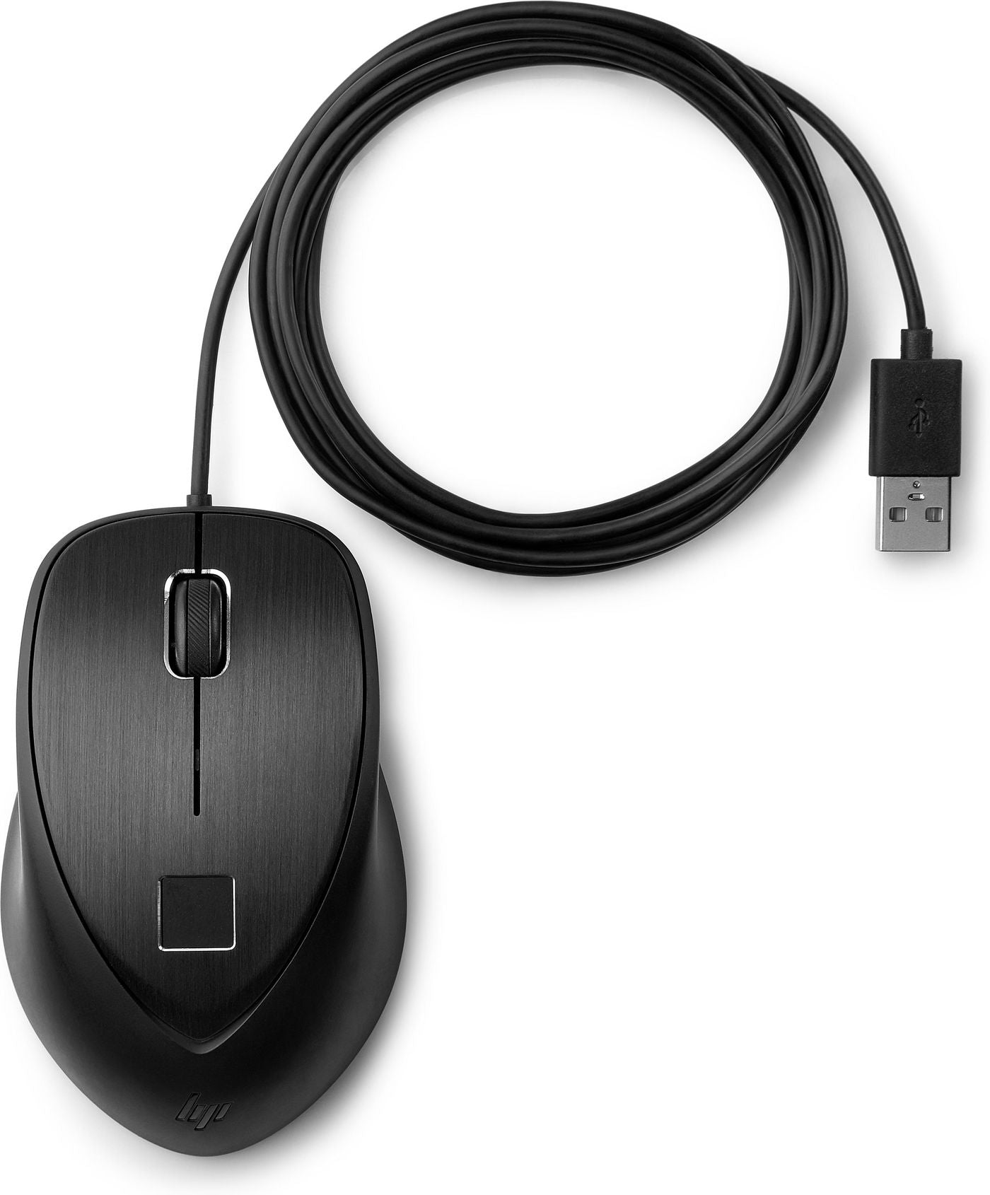 HP Maus – Kabelgebunden (USB-A), Fingerabdruckscanner, beidhändig, schwarz