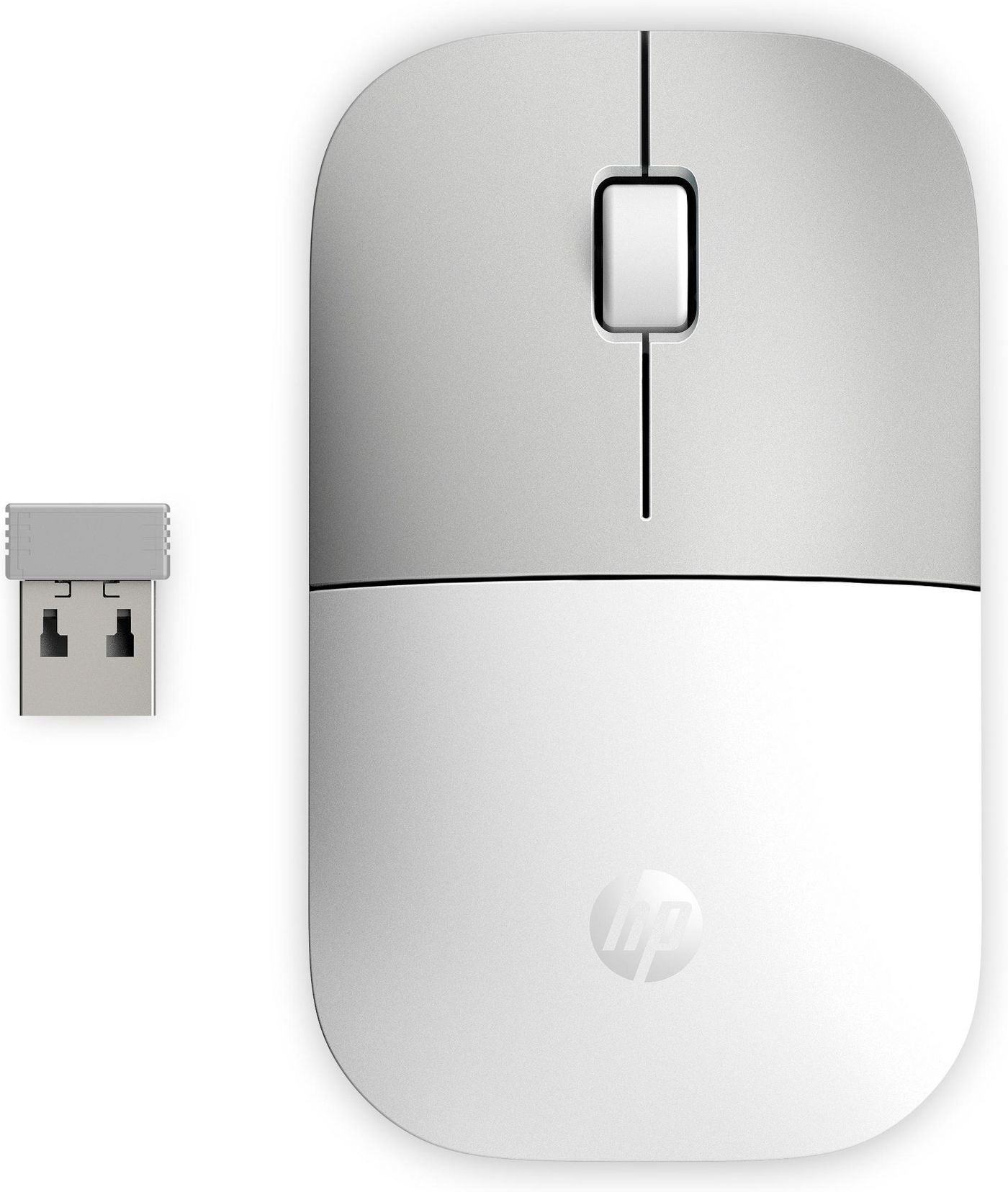 HP Z3700 Ceramic – Maus – Kabellos (2,4 GHz), 1200 DPI, beidhändig, Silber/Weiss