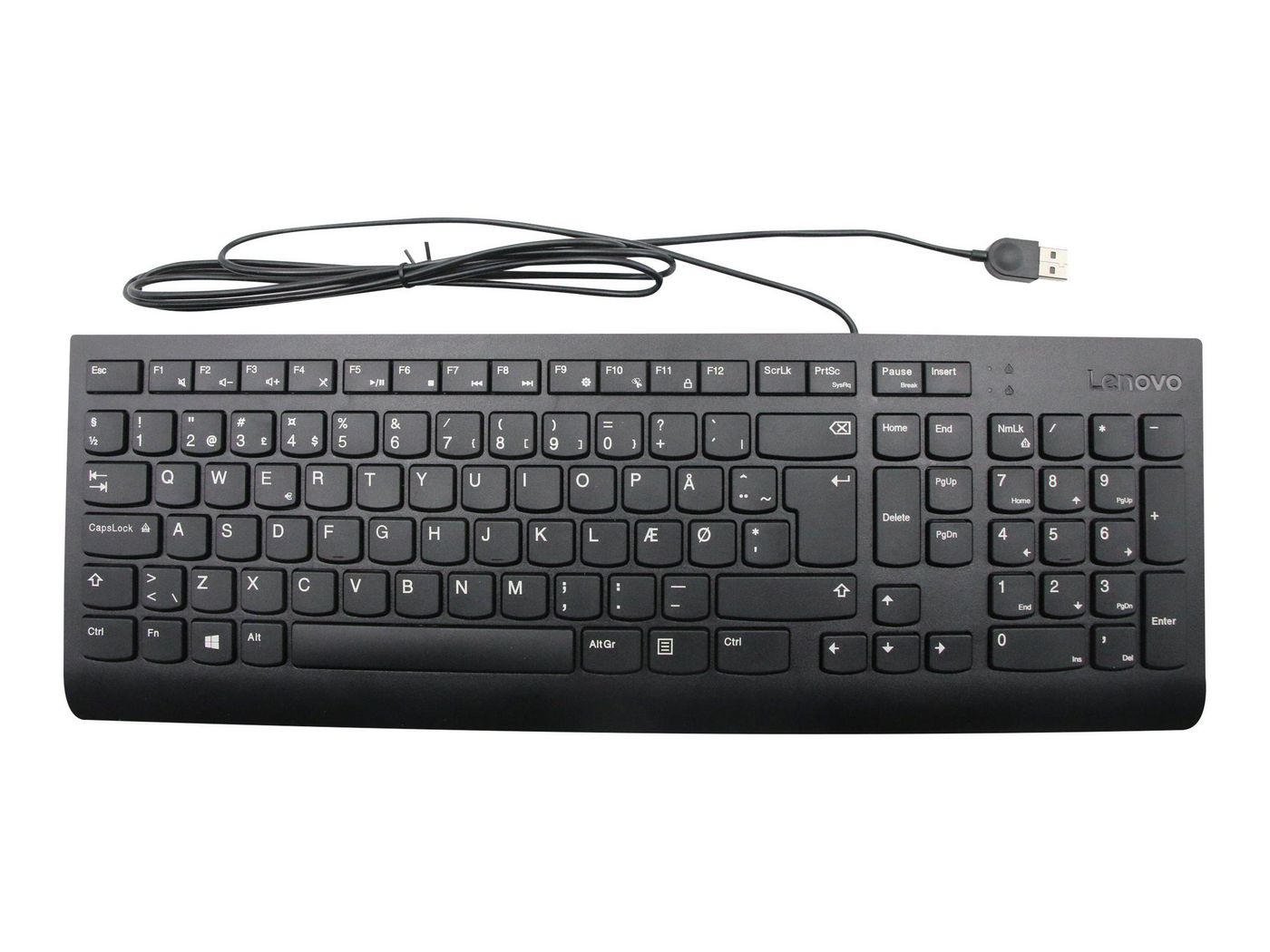 Lenovo Calliope – Tastatur – kabelgebunden – USB‑A – QWERTY (Nordic) – schwarz