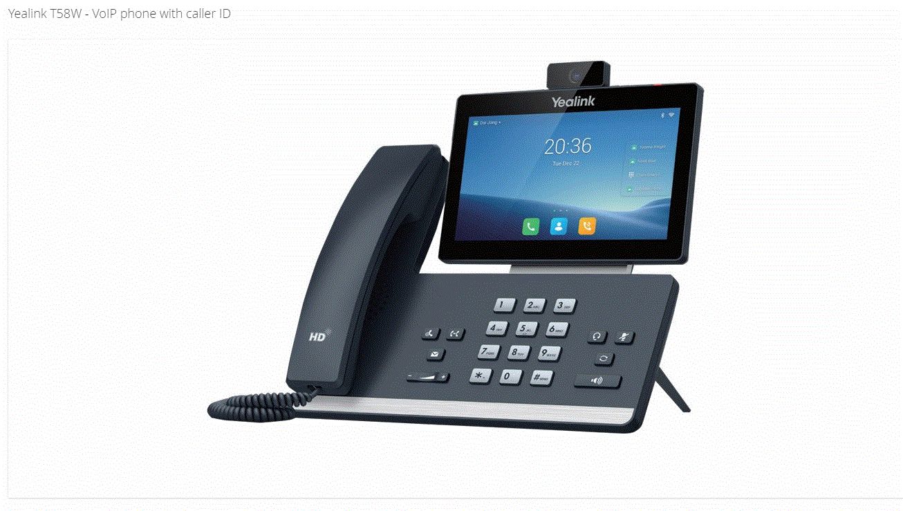 Yealink T58W – IP-Telefon, 7" Touchscreen, Frontkamera, PoE
