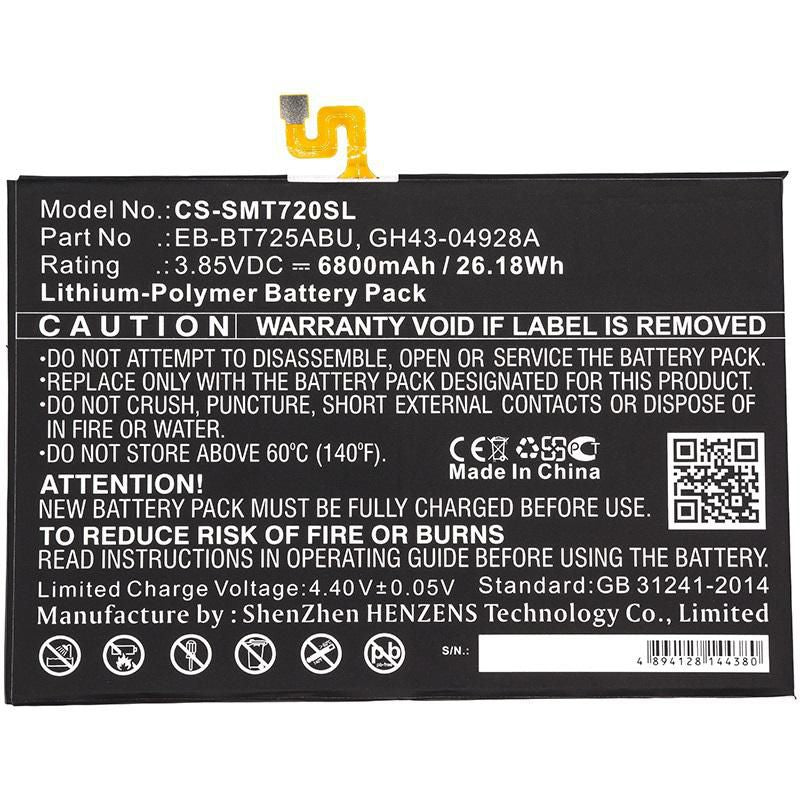 CoreParts Notebook-Akku – für Samsung Galaxy Tab S5e (SM-T720/SM-T725) – 26,18 Wh, 3,85 V – Schwarz