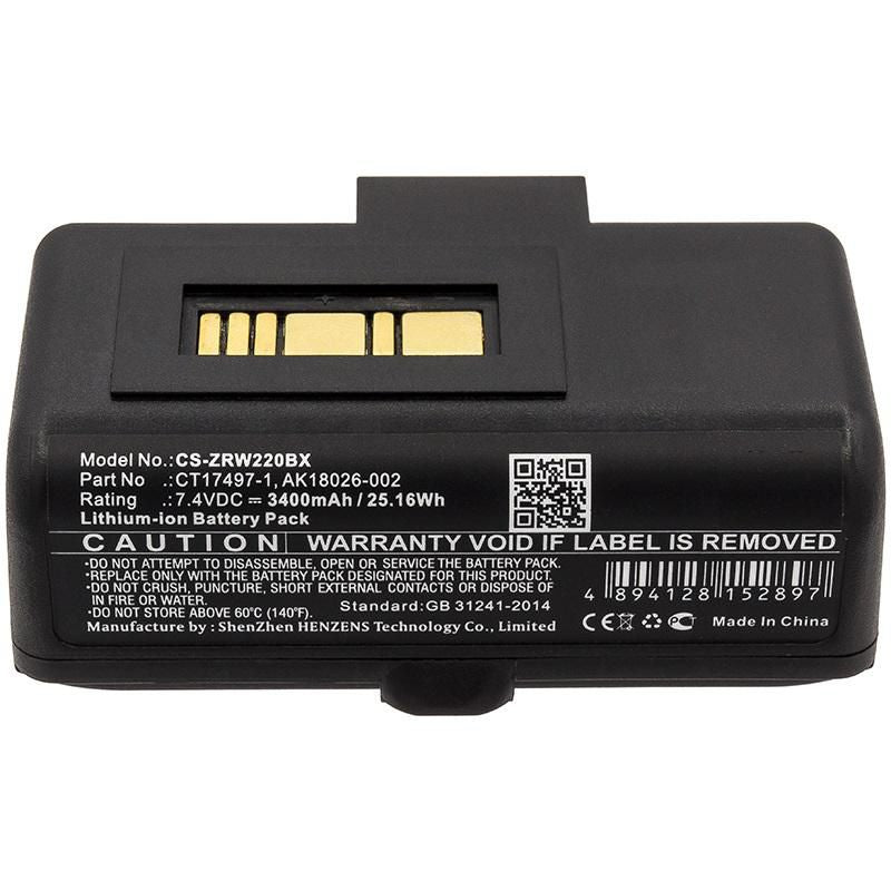 CoreParts Akku 3400 mAh 7,4 V, Li-Ion – für Zebra RW220