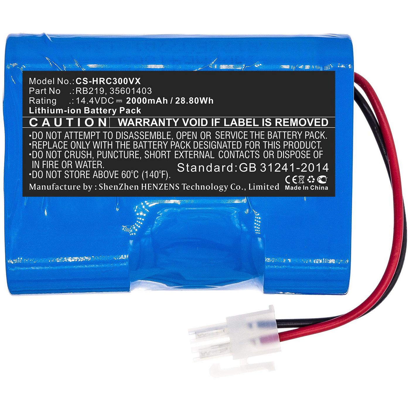 CoreParts Ersatzakku Li-Ion, 2000 mAh, 14,4 V – für Hoover Staubsauger RBC030, RBC030/1011 – 1 Stk.